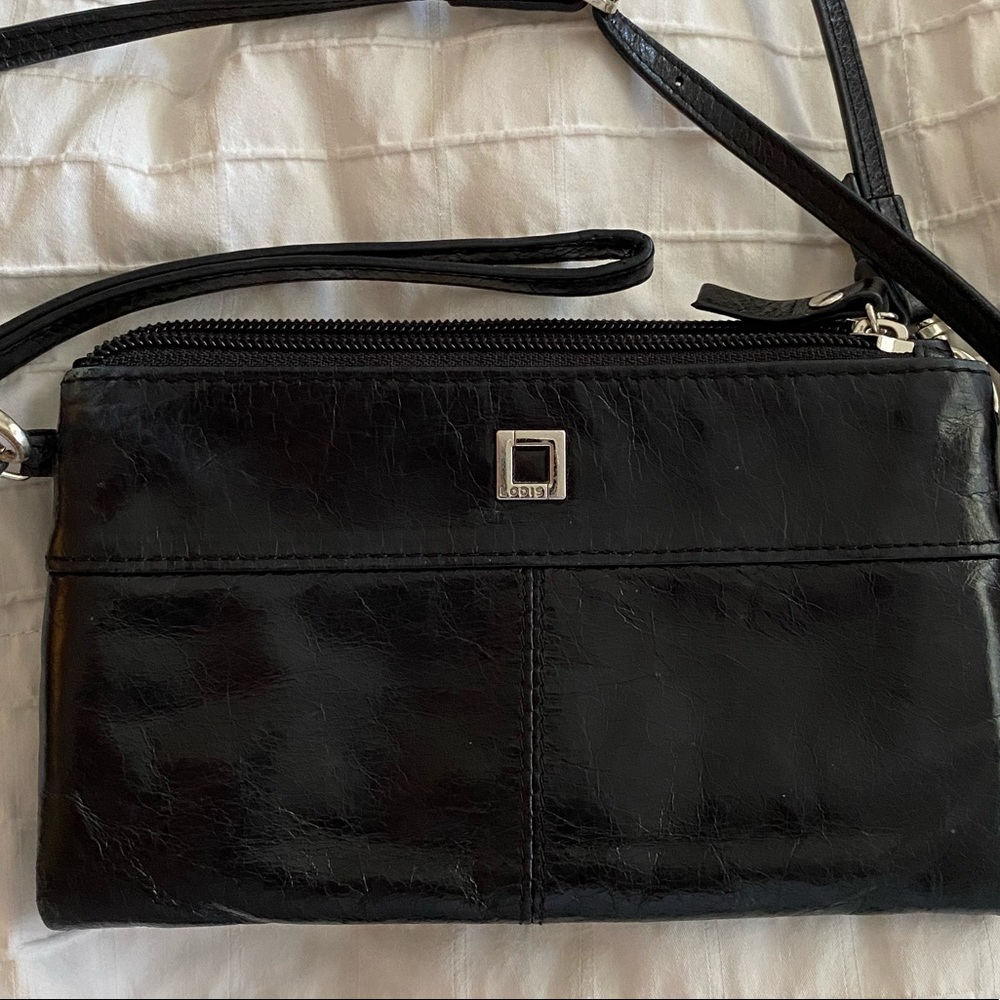 RFID Textured Leather wristlet /cross body/wallet